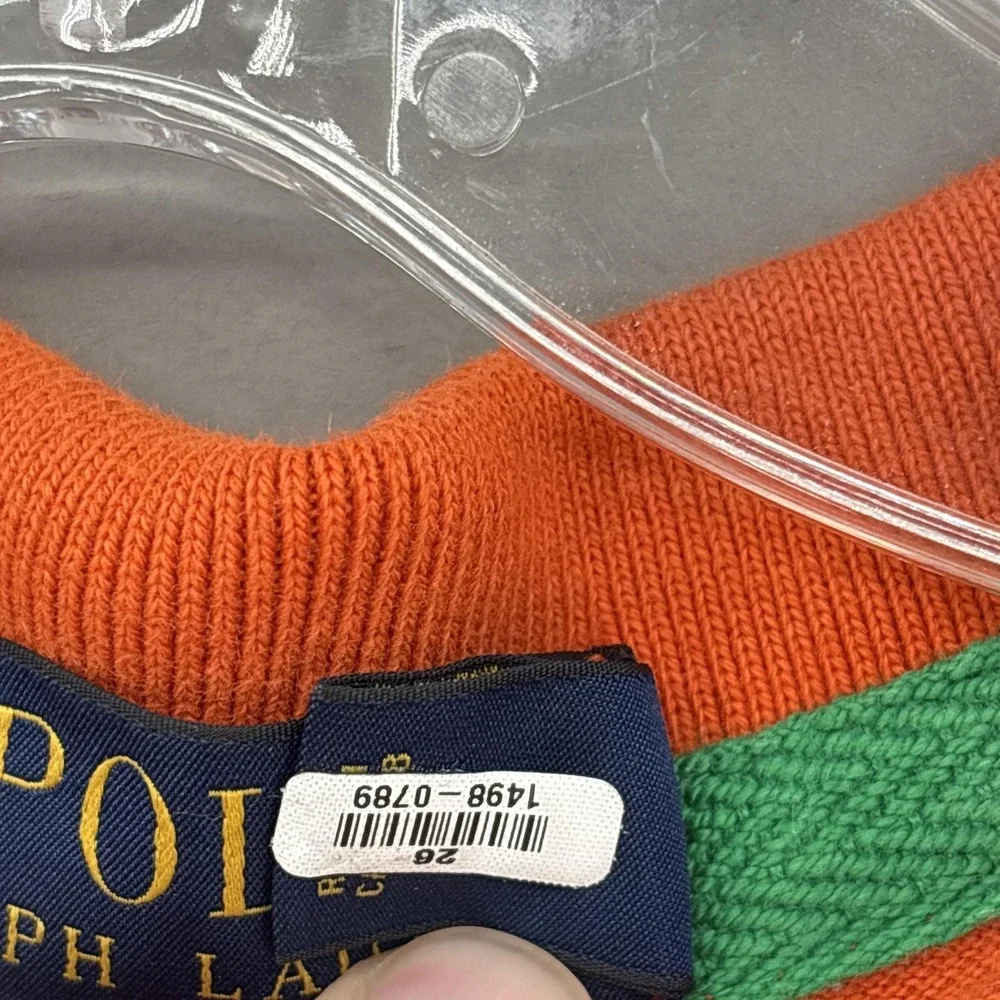 Polo Ralph Lauren Shirt Mens XL Orange Yellow Big Pony Custom Fit Pique 3 Patch